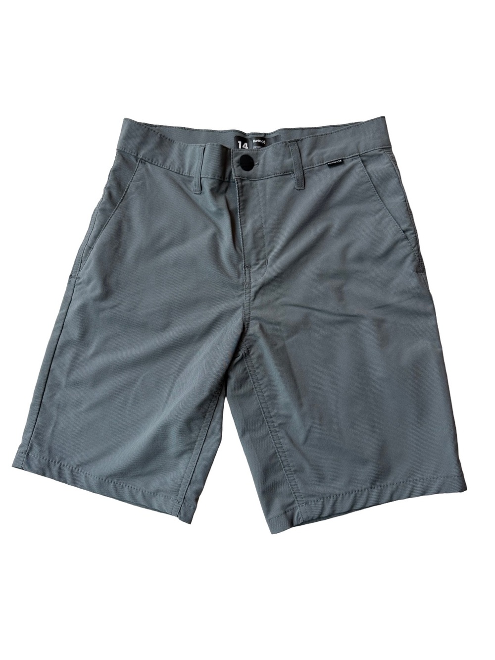 Hurley Boys H2O-Dri Chino Walkshorts Cool Gray Size 14 Performance Tech Stretch